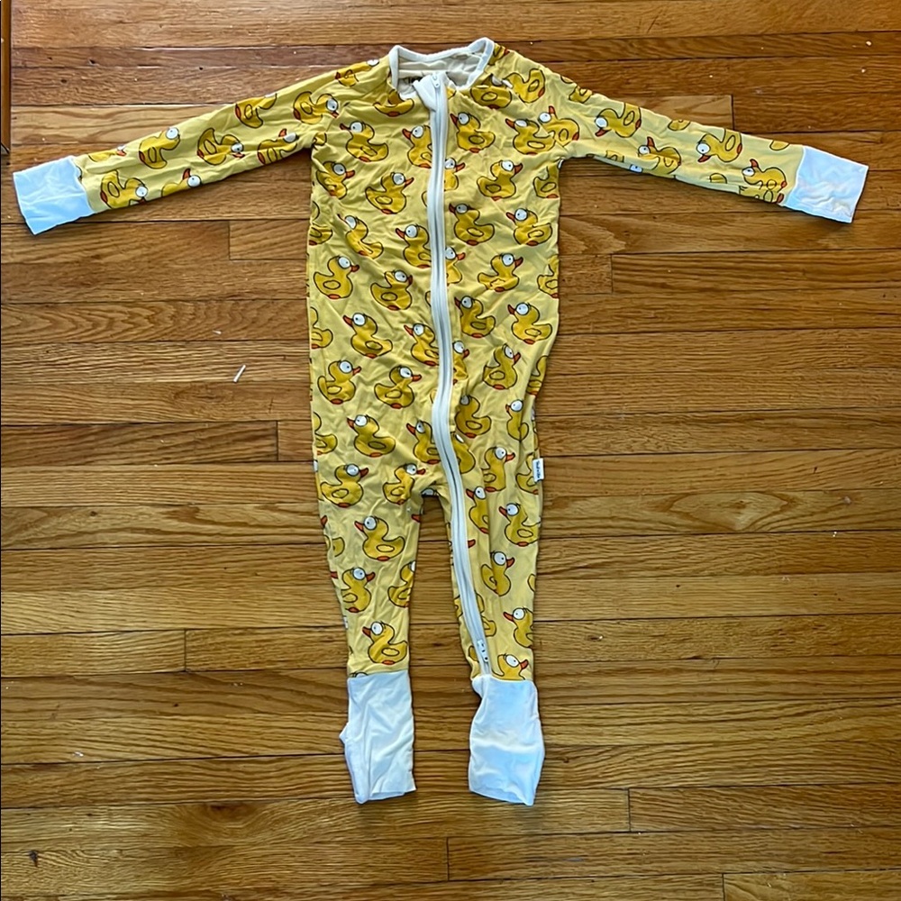 Yellow Duck Print Kids One Piece Pajamas